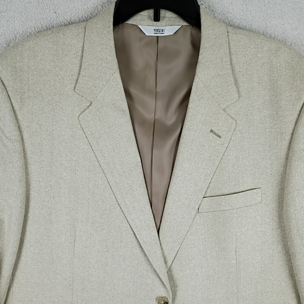 Versini Silk Blazer Mens 48R  Beige Two Button Professional Business